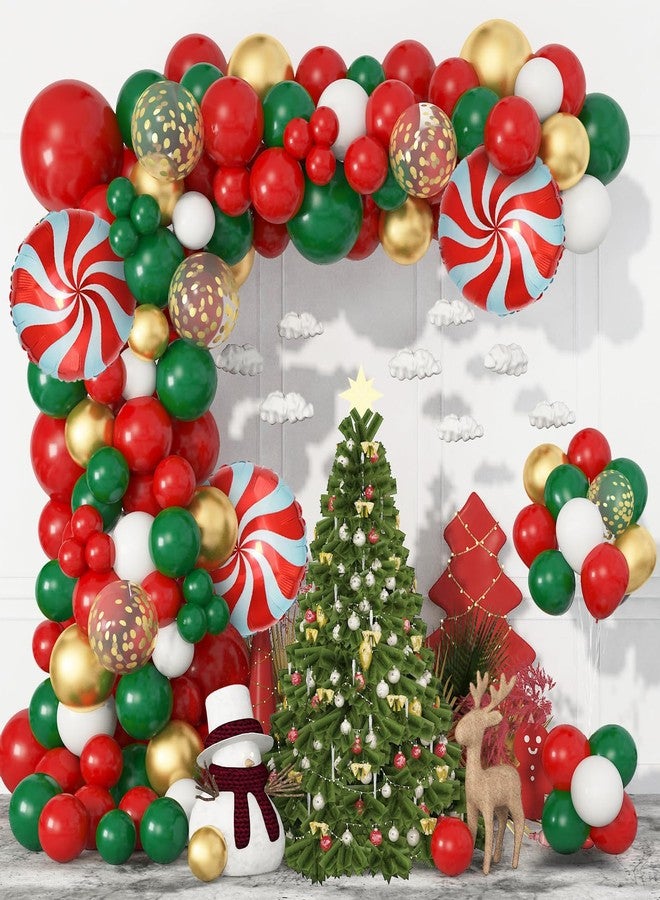 Netnology Christmas Red Green Gold Balloons Set, 60Pcs 12 Inch Red Green White Metallic Gold Confetti Latex Balloon Kit for Christmas Grinch Birthday Party Decorations - Image 4