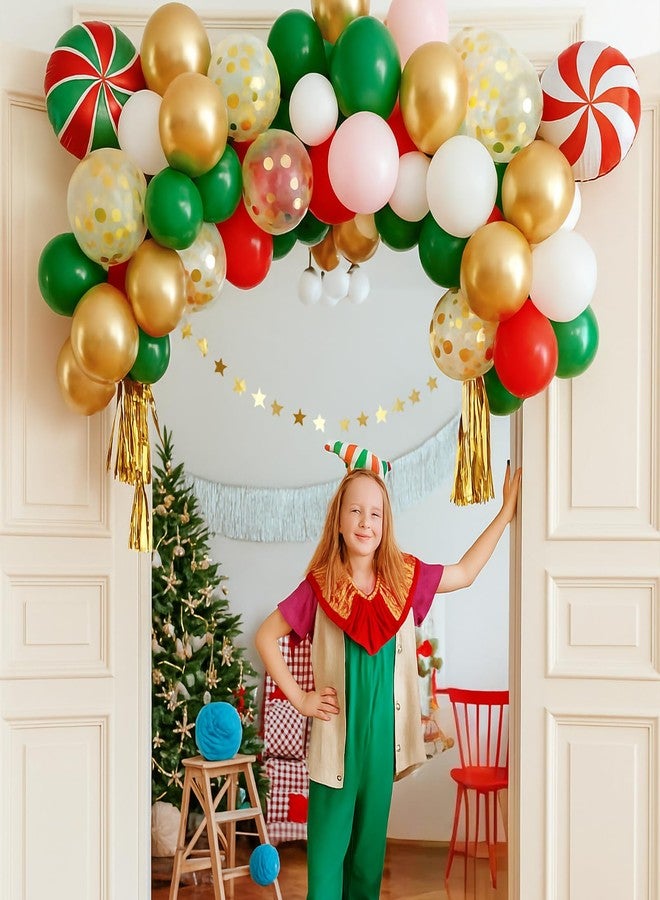 Netnology Christmas Red Green Gold Balloons Set, 60Pcs 12 Inch Red Green White Metallic Gold Confetti Latex Balloon Kit for Christmas Grinch Birthday Party Decorations - Image 5