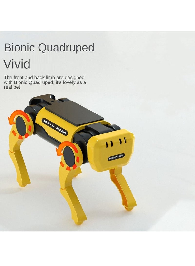 Solar Powered Electric Mechanical Dog, Science and Education Solar Energy Robot Dog, Upgraded DIY Technology Gadget for Parents Seniors, Early Development, Great Gift for Kids, (Yellow) - Image 4