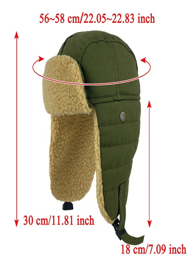 كيجيا قبعة صيد قطنية للجنسين من كيجيا مع أغطية للأذنين، قبعة روسية مزيفة بغطاء للأذنين، قبعة شتوية دافئة للصيد (أخضر) - Image 2