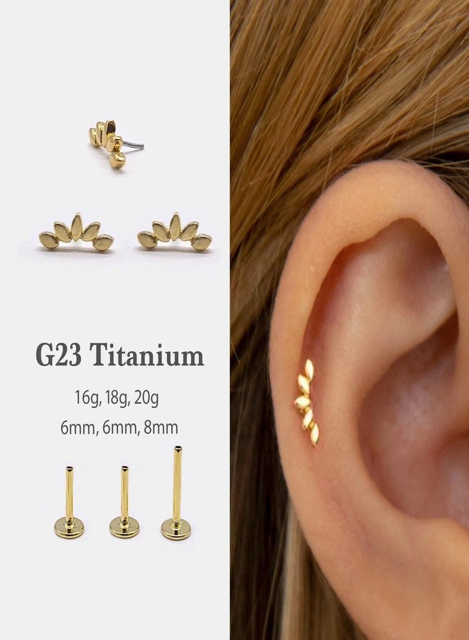NONTAI أقراط NONTAI Dainty Climber Stud، أقراط من التيتانيوم عيار 16G ذات ظهر مسطح، أقراط بدون خيط لثقب الغضروف، والزنمة، والصدفة، والحلزون - Image 2