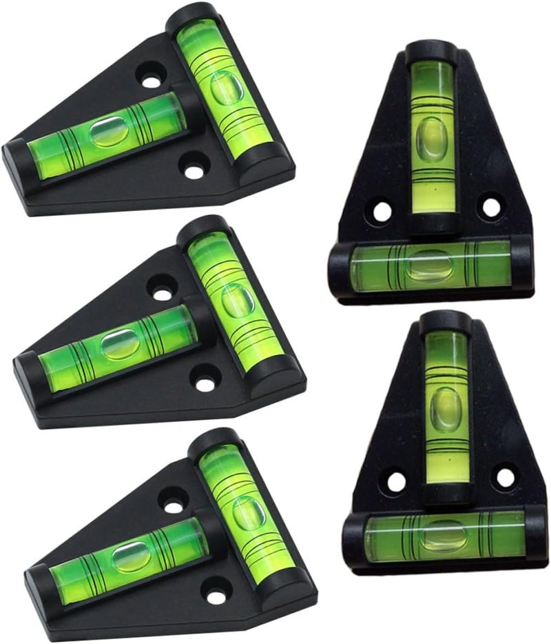5pcs T-shaped Triangle Bubble Level Set Mounting Holes, Dual-direction Plastic Spirit Levels for Small Measuring and Precision Leveling Tools - Image 1