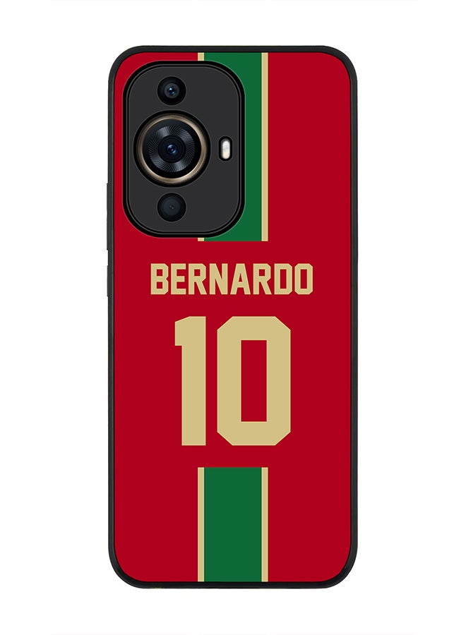 Stylizedd Rugged Black Edge case for Huawei nova 11 Pro, Slim fit Soft Flexible Rubber Edges Anti Drop Cover - Football Team - Portugal, Player Name - Bernardo - Image 1