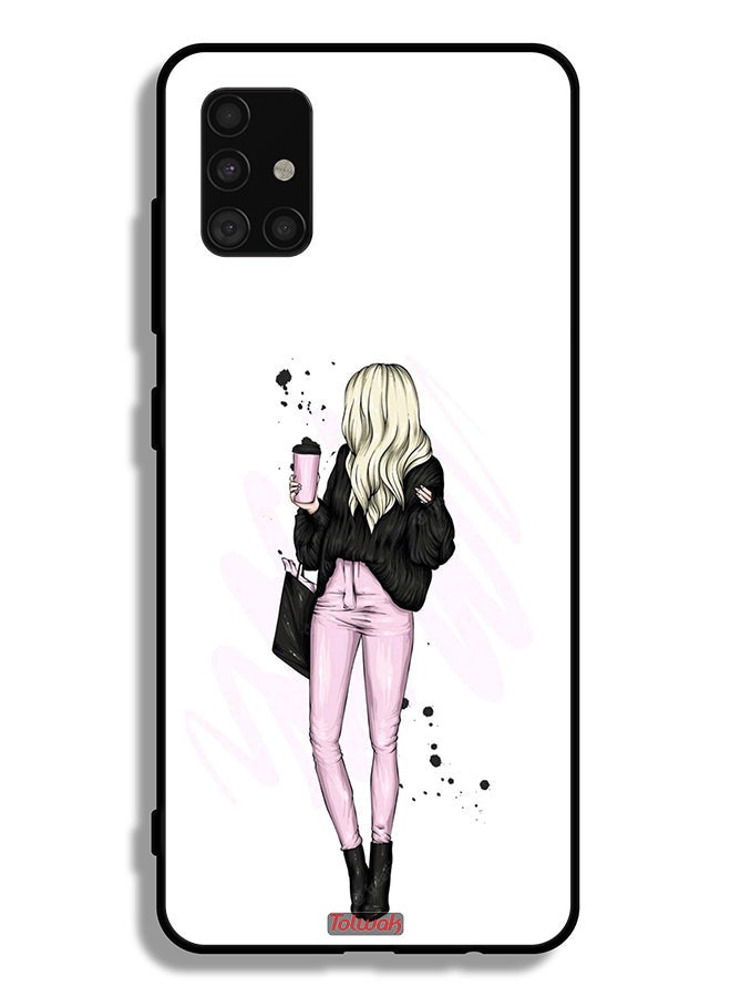 Tolwak Samsung Galaxy A51 4G Protective Case Cover Girl Holding Coffee Cup Art - Image 1