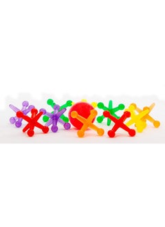 Ja-Ru Rainbow Big Jacks Game Set Retro. Large Hi Bounce Ball And 10 Large Colorful Soft Rubber Jax Toy. Party Favors Stocking Stuffer Retro Classics 731  - Image 3
