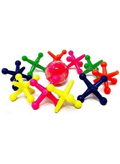 Ja-Ru Rainbow Big Jacks Game Set Retro. Large Hi Bounce Ball And 10 Large Colorful Soft Rubber Jax Toy. Party Favors Stocking Stuffer Retro Classics 731  - Image 4