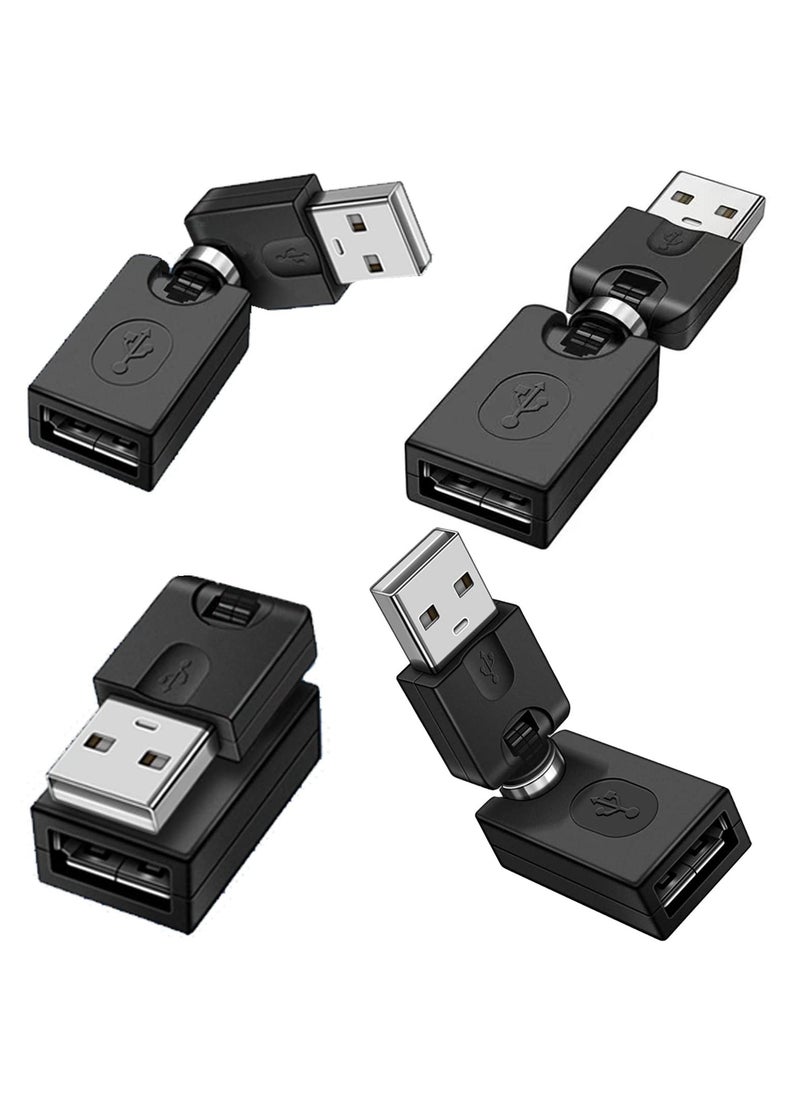 erorex [4Pack]Swivel USB Adapter, 360 Degree Rotation Adjustable Right Angle USB 2.0 Type A Male to Type A Female Extension Connector  - Image 1