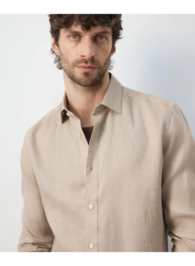 Mango Man  Regular-fit 100% linen shirt for Men | Best Price UAE