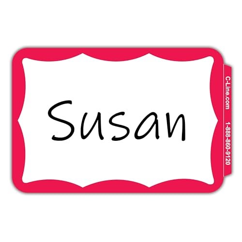 C-Line Pressure Sensitive Peel and Stick Name Badges, Red Border, 3.5 x 2.25 Inches, 100 per Box (92264) - Image 2