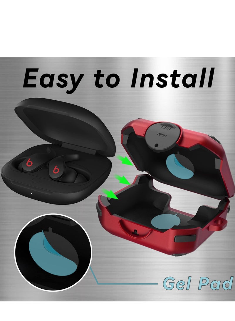 Case for Beats Fit Pro 2021 Secure Lock Protective Cover Compatible with Beats Fit Pro Earbuds Carry Switch Protector with Anti-Lost Carabiner (Red) - Image 4