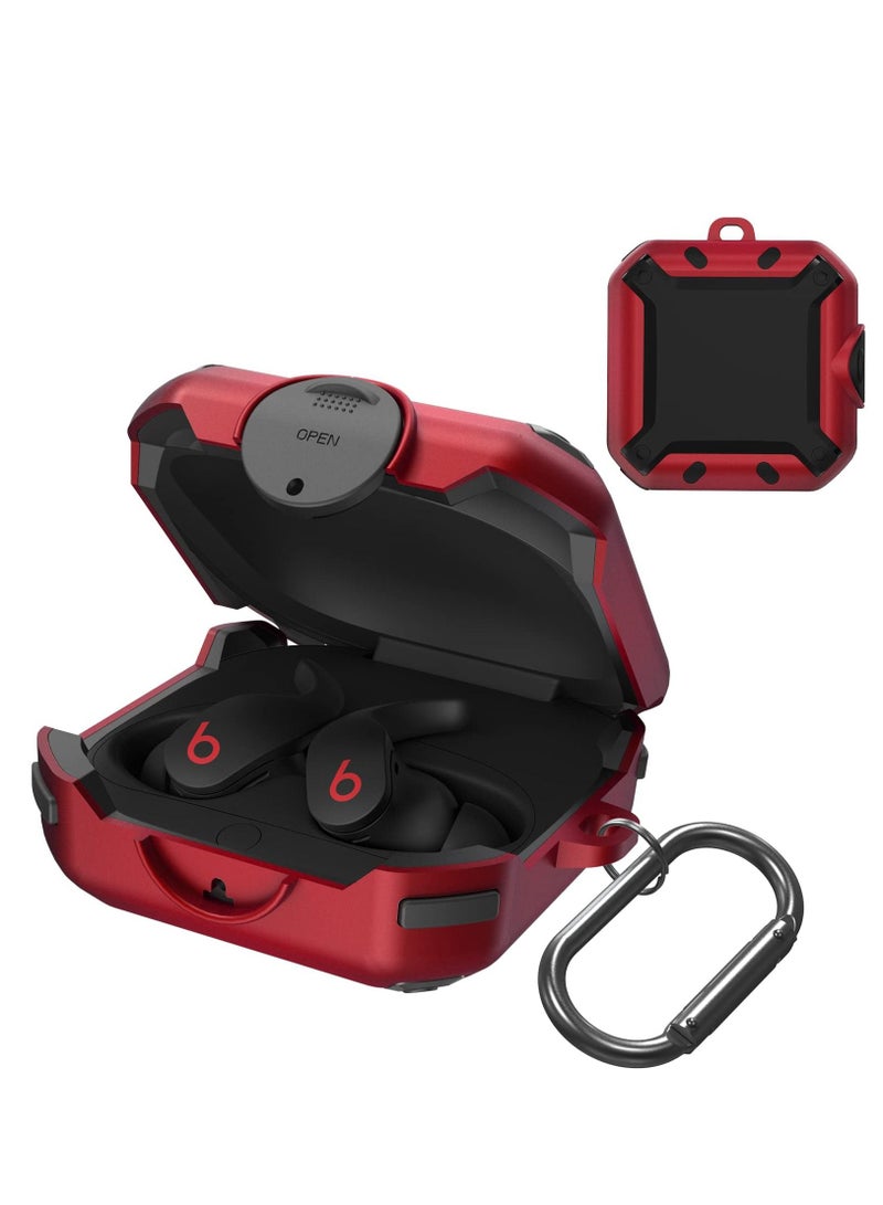 Case for Beats Fit Pro 2021 Secure Lock Protective Cover Compatible with Beats Fit Pro Earbuds Carry Switch Protector with Anti-Lost Carabiner (Red) - Image 1