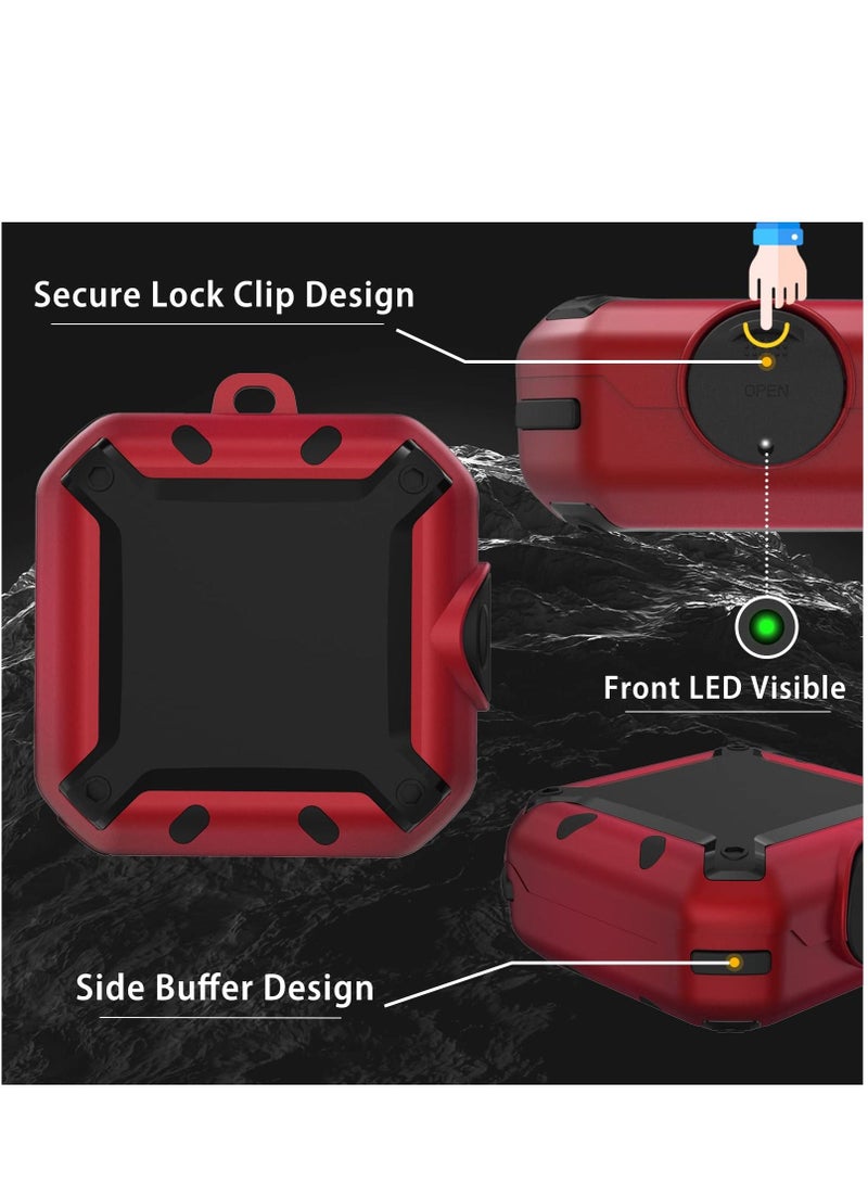 Case for Beats Fit Pro 2021 Secure Lock Protective Cover Compatible with Beats Fit Pro Earbuds Carry Switch Protector with Anti-Lost Carabiner (Red) - Image 3