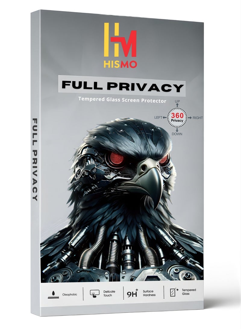 HISMO 360° Full Privacy Screen Protector【iPhone 17 Pro Max】360 Degree All-Angles Peeping Protection, 9H Tempered Glass, Bubble-Free Installation, Smooth Touch, Full Edge Coverage - Image 1