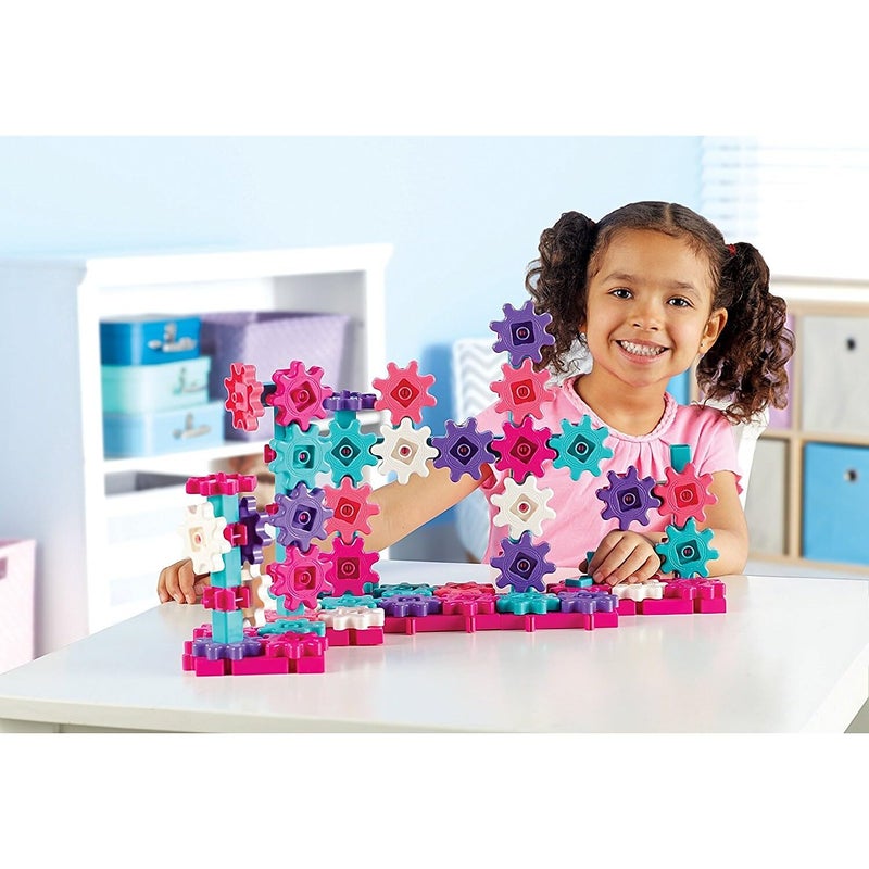 Learning Resources Learning Resources Gears! Gears! Gears! Deluxe Building Set Pink - 100 Pieces, Ages 3+ STEM Toys, Gears for Kids, Preschool Building Sets - Image 4