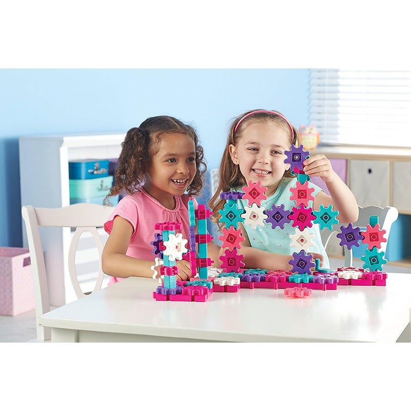 Learning Resources Learning Resources Gears! Gears! Gears! Deluxe Building Set Pink - 100 Pieces, Ages 3+ STEM Toys, Gears for Kids, Preschool Building Sets - Image 5