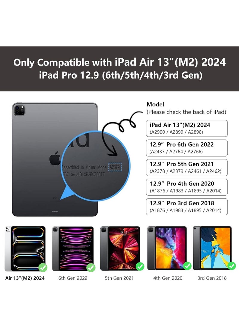 Captaintech Magic Keyboard Case for iPad Air 13 M2 (2024) u0026 iPad Pro 12.9 (2018-2024) - Wireless Detachable with Apple Pencil Holder - Image 2