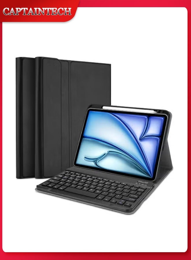 Captaintech Magic Keyboard Case for iPad Air 13 M2 (2024) u0026 iPad Pro 12.9 (2018-2024) - Wireless Detachable with Apple Pencil Holder - Image 1