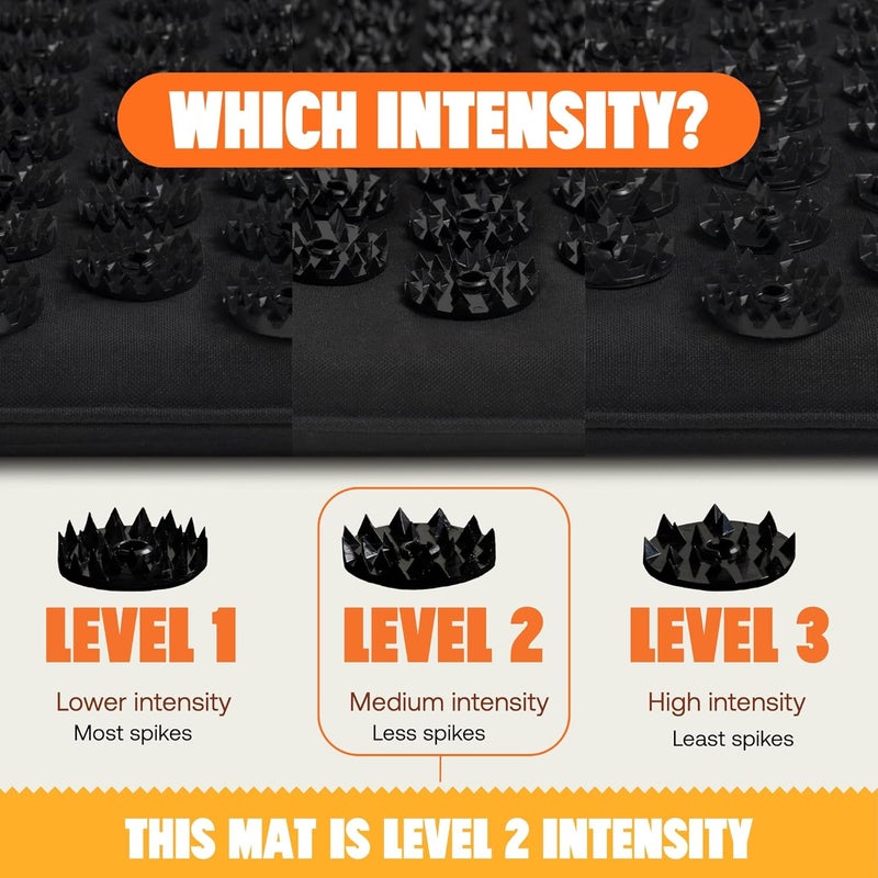 ShaktiMat Premium Acupressure Mat Level 2 Intensity in Shakti Black Massage Muscles Aid Sleep Unlock Inner Tension Similar to Acupuncture No Needles Required FSAHSA Eligible - Image 3