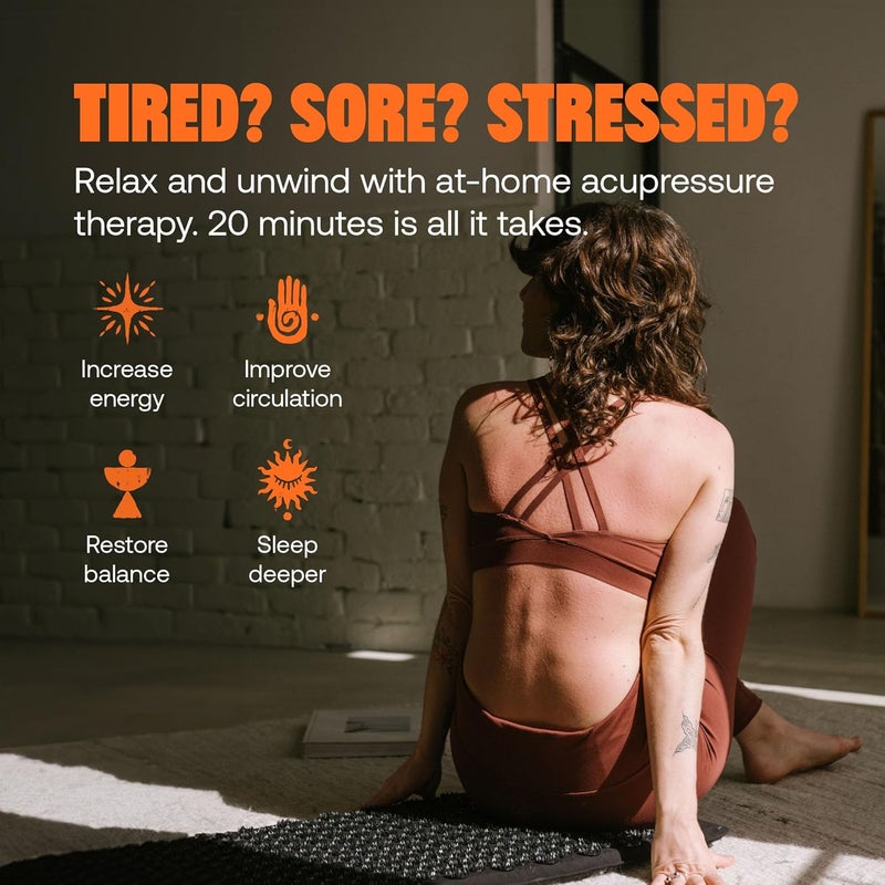 ShaktiMat Premium Acupressure Mat Level 2 Intensity in Shakti Black Massage Muscles Aid Sleep Unlock Inner Tension Similar to Acupuncture No Needles Required FSAHSA Eligible - Image 2