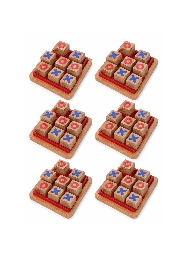 SHOPMEFAST لعبة تيك تاك تو الخشبية من SHOPMEFAST، لعبة لوحية عائلية محفزة للعقل من نوع كروس وصفر للأطفال والكبار، هدية مثالية لعيد الميلاد (عبوة من 6 قطع) - Image 1