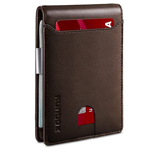 RUNBOX Slim Wallets for Men - Leather Money Clip Mens Wallet - RFID Blocking Front Pocket Bifold Wallet - Thin Credit Card Holder with Gift Box - Image 1