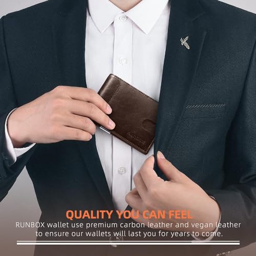 RUNBOX Slim Wallets for Men - Leather Money Clip Mens Wallet - RFID Blocking Front Pocket Bifold Wallet - Thin Credit Card Holder with Gift Box - Image 5