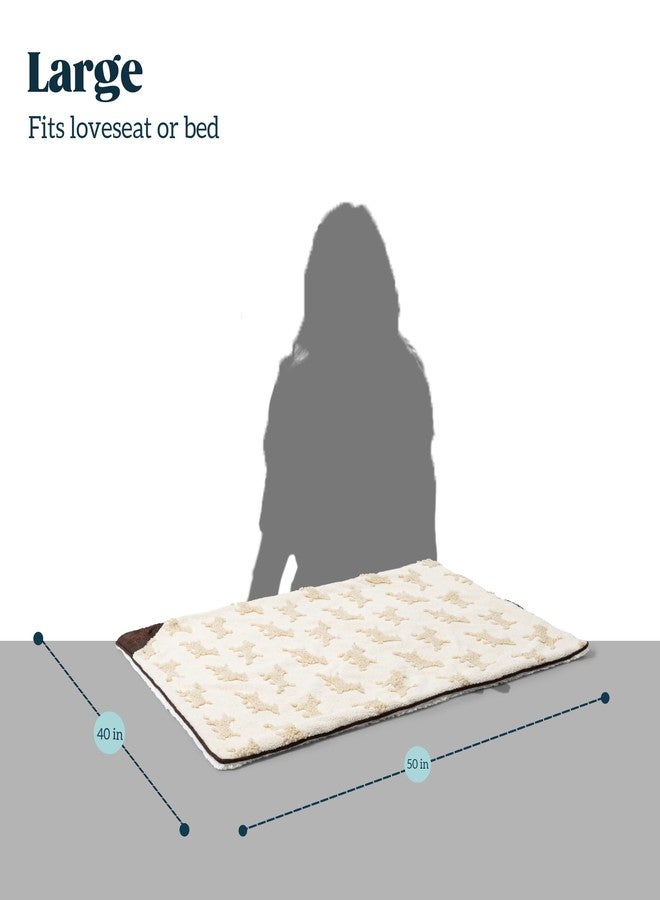 PELZIN Embossed Sherpa Dog Blankets for Large Dogs - Waterproof Cat Blankets for Indoor Cats - Heavy Duty Couch Cover Protector - Soft Reversible Throw Furniture Protection - Large, Cream - Image 5