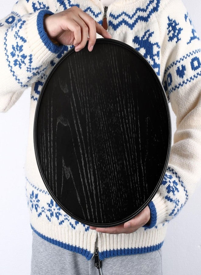 EupHHonycs Black Round Wooden Tray 13" Wood Decorative Coffee Tea Snack Food Meals Serving Plate Non-Slip Kitchen Party Bar Ottoman Tray with Raised Edges Large Butler Board for Breakfast in Bed - Image 2