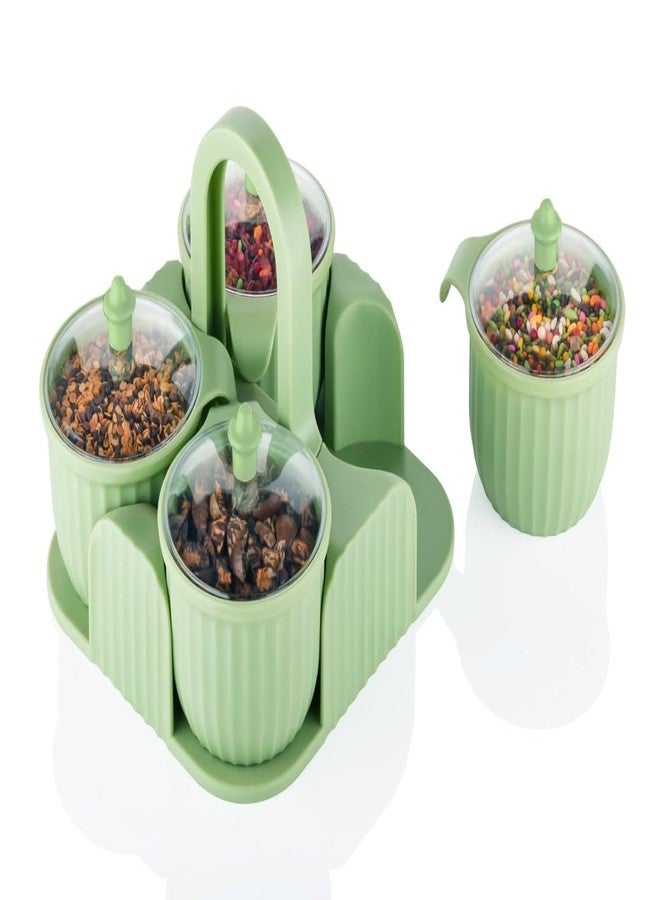 HEYOL Multipurpose Spice Rack - Multipurpose Plastic Dry Fruit Box Jar Set Aachar Pickle Container Mukhwas Tray Dining Spice Stand, Chocolate Mouth Freshener Masala Storage(4 Pcs) - Image 1