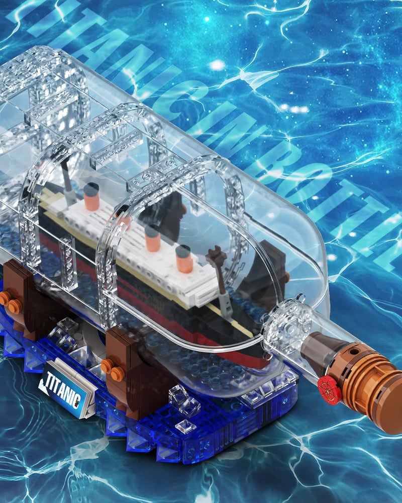 dOvOb Titanic Ship in a Bottle Building Blocks Set, Creative Collectible Display Model Set, Great Idea Gift Toy for Adults and Kids(878 PCS) - Image 3