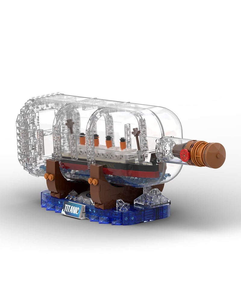 dOvOb Titanic Ship in a Bottle Building Blocks Set, Creative Collectible Display Model Set, Great Idea Gift Toy for Adults and Kids(878 PCS) - Image 1
