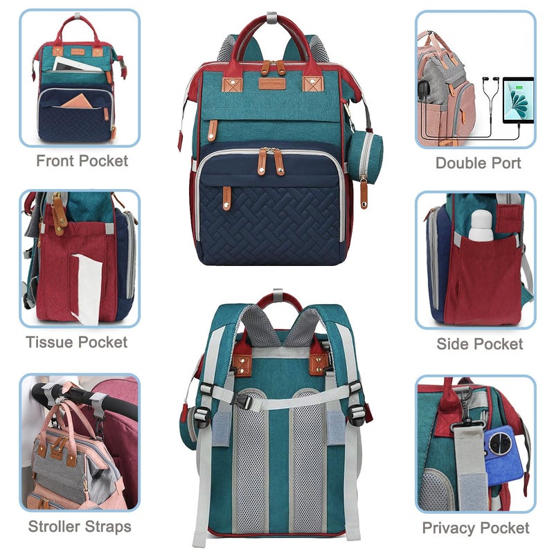 SHITIESHOU Diaper Bag Backpack Baby Bag for Mom Dad with Changing Pad, 19 Pockets, Large Waterproof Travel Baby Girl Boy Toddle Diaper Bag with Insulated Pocket, Baby Shower Gifts, Colorful - Image 3