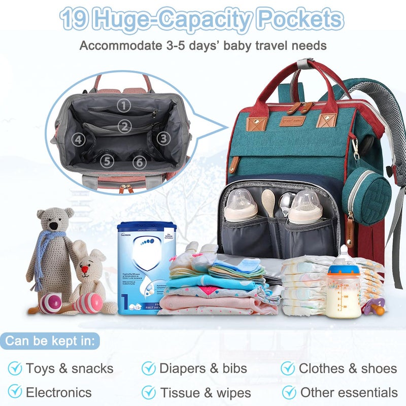 SHITIESHOU Diaper Bag Backpack Baby Bag for Mom Dad with Changing Pad, 19 Pockets, Large Waterproof Travel Baby Girl Boy Toddle Diaper Bag with Insulated Pocket, Baby Shower Gifts, Colorful - Image 4