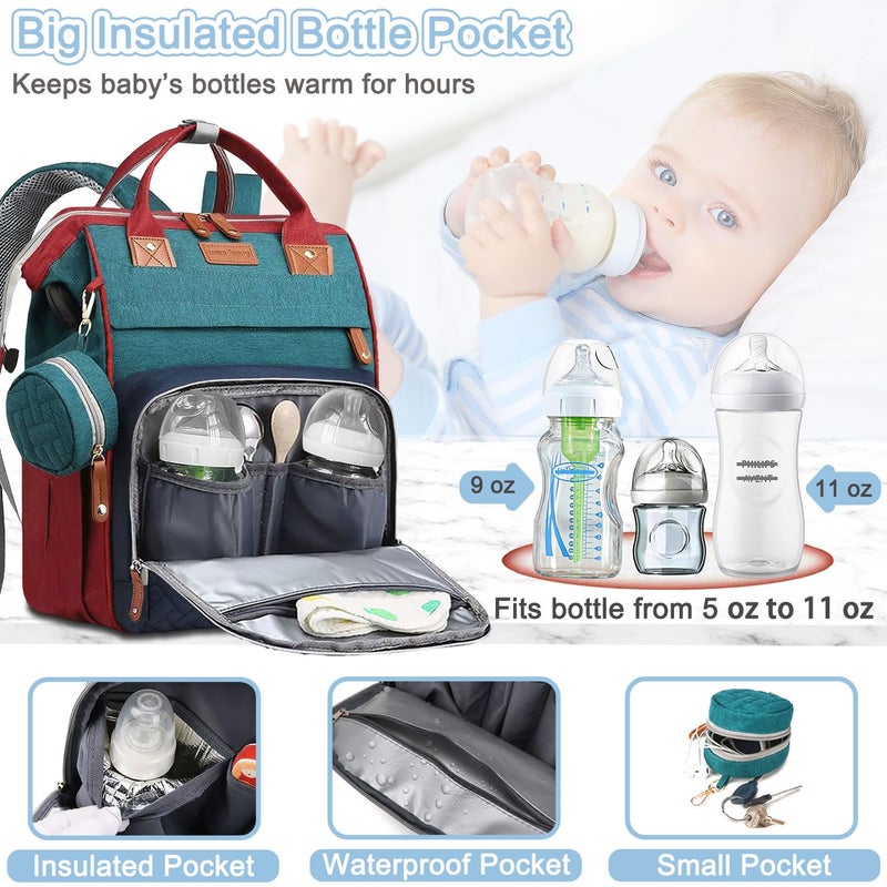 SHITIESHOU Diaper Bag Backpack Baby Bag for Mom Dad with Changing Pad, 19 Pockets, Large Waterproof Travel Baby Girl Boy Toddle Diaper Bag with Insulated Pocket, Baby Shower Gifts, Colorful - Image 2