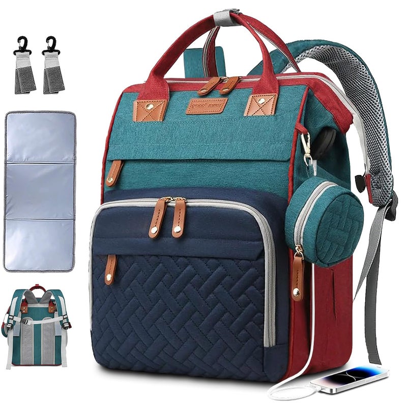 SHITIESHOU Diaper Bag Backpack Baby Bag for Mom Dad with Changing Pad, 19 Pockets, Large Waterproof Travel Baby Girl Boy Toddle Diaper Bag with Insulated Pocket, Baby Shower Gifts, Colorful - Image 1