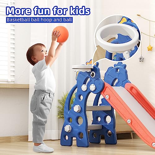67i Toddler Slide for Indoor Outdoor Play with Basketball Hoop AntiSlip Steps 468in Baby Climber Blue - Image 5
