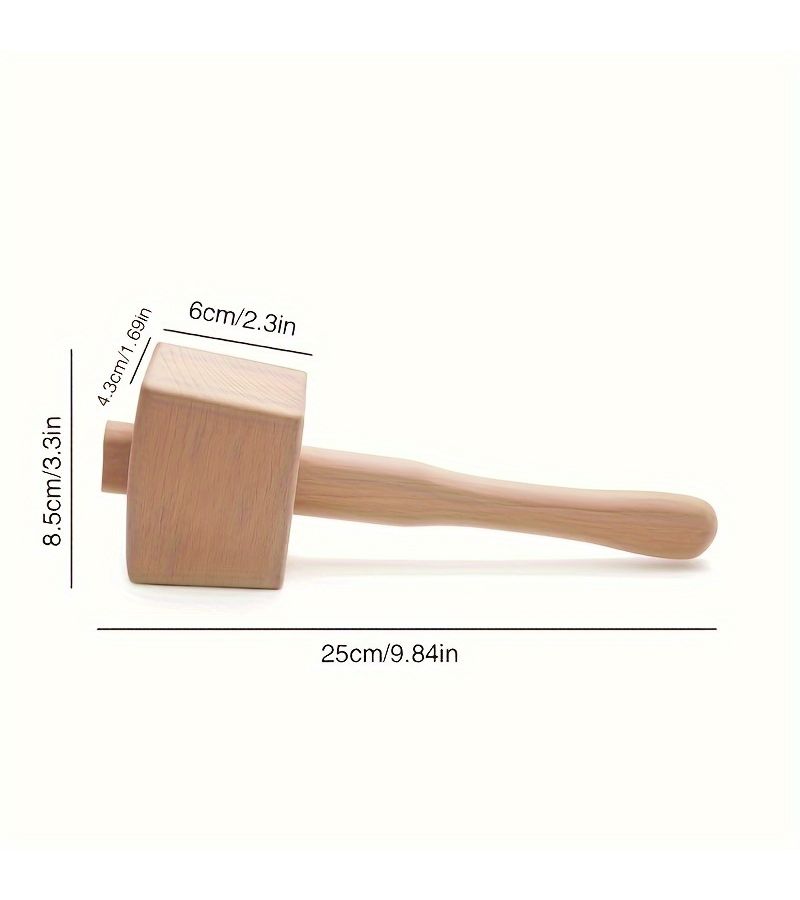 Handmade Beech Wood Hammer Solid Ice Manual Tool for Woodworking Carving Crafts - Image 3