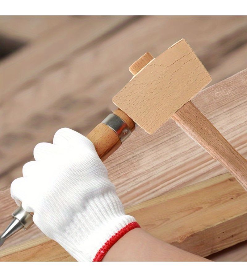 Handmade Beech Wood Hammer Solid Ice Manual Tool for Woodworking Carving Crafts - Image 4