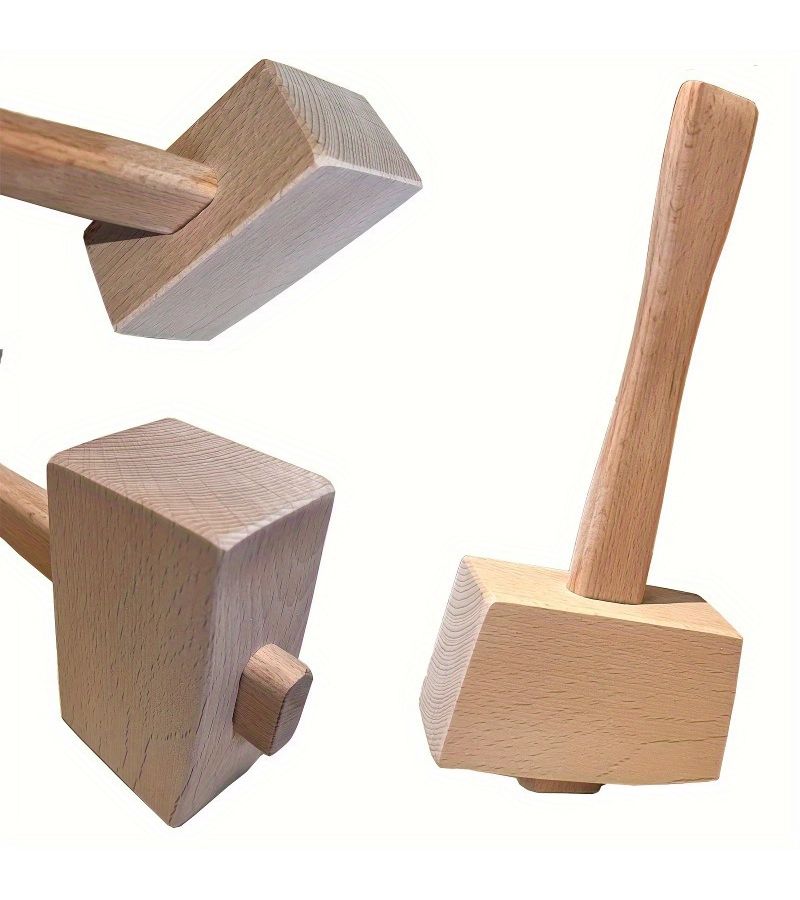 Handmade Beech Wood Hammer Solid Ice Manual Tool for Woodworking Carving Crafts - Image 2