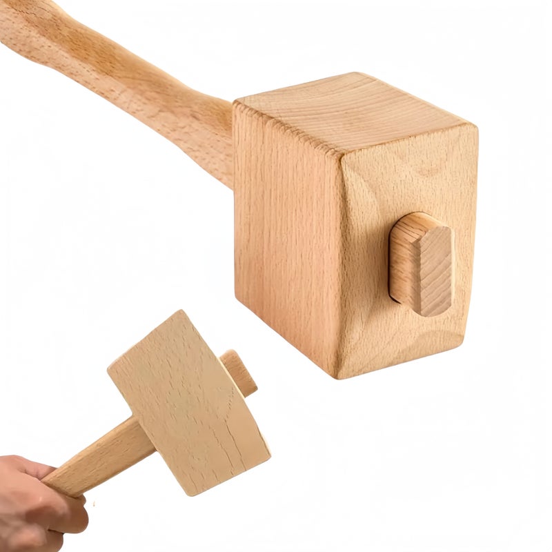 Handmade Beech Wood Hammer Solid Ice Manual Tool for Woodworking Carving Crafts - Image 1