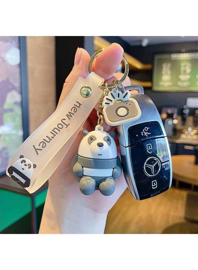 HY Cute cartoon sitting bear keychain for Handbags, Purses, Bags and Backpacks, Metal Keyring - Image 3