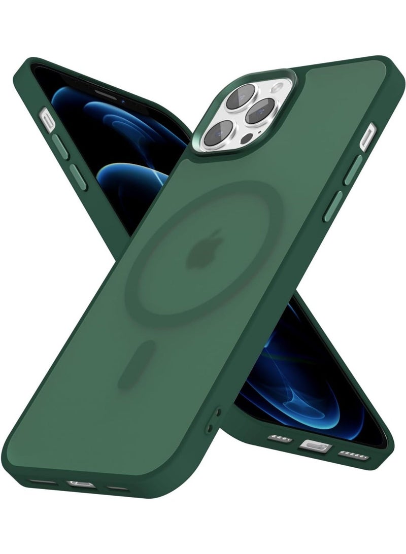 أكاليكس جراب مغناطيسي غير لامع لهاتف iPhone 13 Pro Max، حماية عالية الجودة من السقوط مع شريط مقاوم للصدمات، جراب خلفي شفاف غير لامع للهاتف (أخضر) - Image 1