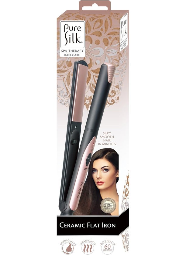 pure silk Pure Silk Ceramic Flat Iron Hair Straightener for Woman Salon Quality Hair Straighter 60 Second Quick Heat Up Ceramic Heated Plates up to 410 Degrees Hair Styling Tools 6Foot Swivel Cord 