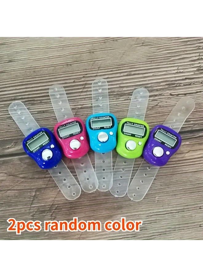 قطعتان عداد أزرار يدوي عشوائي اللون عداد إلكتروني خاتم الإصبع - Image 1