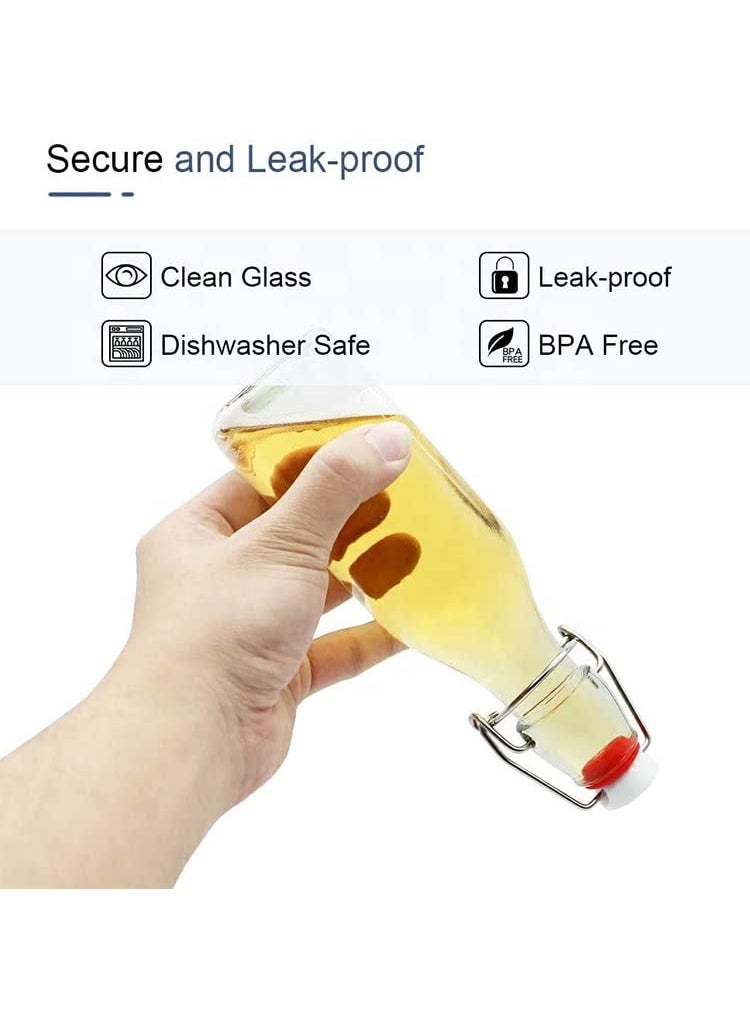 Mockery 250ML Swing Top Square Bottles with Leak Proof Easy Caps Glass Beer Bottles Flip Top Brewing Bottles For Kombucha Kefir Vanilla Extract Beer Set of 10