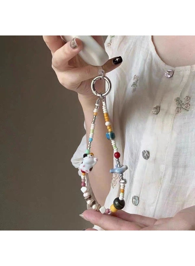 NIBEMINENT Phone Charm/ Chain Strap for Women Girls, Playful kitten Cell Phone Case Lanyard Wrist Strap - Image 2