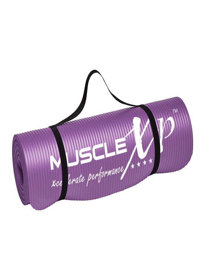 ماسل إكس بي حصيرة يوغا MuscleXP (10 مم) مصنوعة من مادة NBR سميكة للغاية للرجال والنساء، حصائر تمارين رياضية مع حزام حمل للتمارين الرياضية واليوغا واللياقة البدنية والبيلاتس (بنفسجي) - Image 1