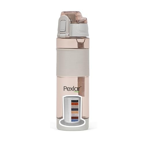 Pexlar Tritan Multi Stage Alkaline Water Filter Bottle | Alkaline Water Generator | Water Bottle with Filter inside | Grey | 650 ml | Multirich Mineral Water - BPA Free - Image 1