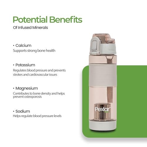 Pexlar Tritan Multi Stage Alkaline Water Filter Bottle | Alkaline Water Generator | Water Bottle with Filter inside | Grey | 650 ml | Multirich Mineral Water - BPA Free - Image 3