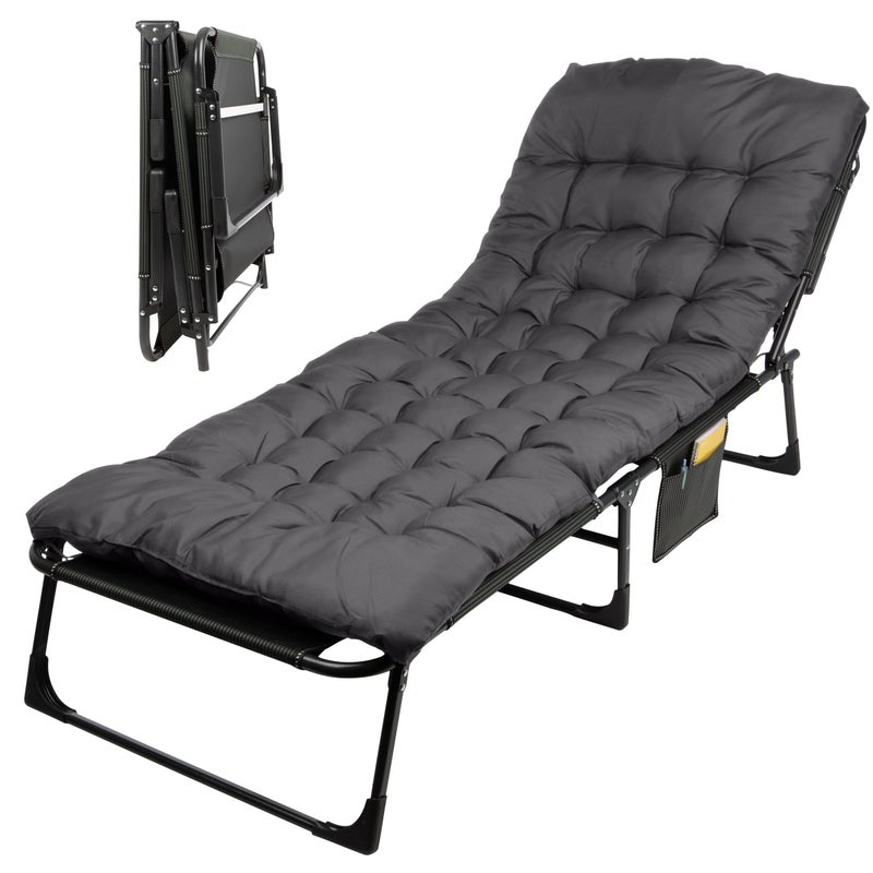 Wakeman Folding Camping Cot with Mattress for Adults up to 440lbs - Heavy Duty Foldable Bed with Removable Cot Mattress and 3 Recline Positions for Travel, Camp, Beach or Guest Bed by Wakeman Outdoors (Gray) - Image 1